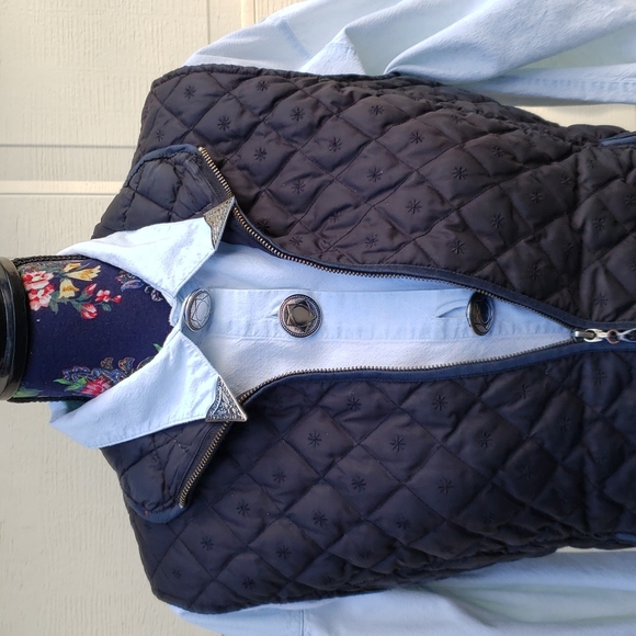 Venezia authentic 80s/90s denim shirt w/ silvertone collar points & shoulder pad - Picture 8 of 12
